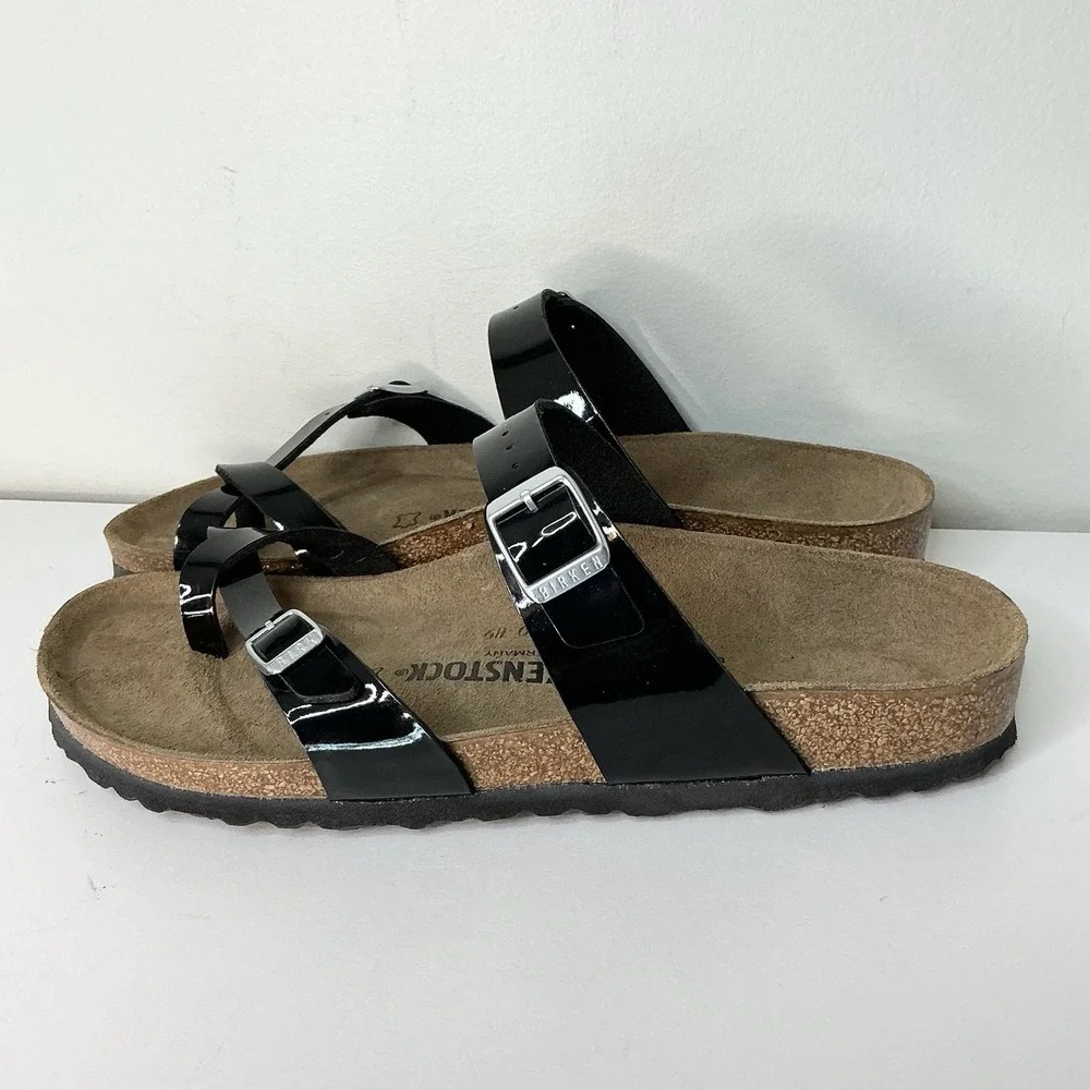 Birkenstock Mayari Black Patent Sz 42 Narrow Fit Leather New With Box - Picture 2 of 8